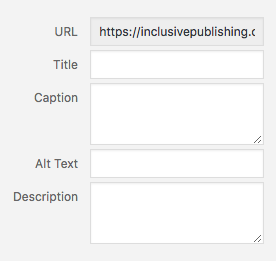 Screenshot of the alt text and image description input screen on the inclusive publishing website