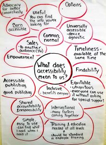 "What does accessibility mean to us"- list of ideas from delegates