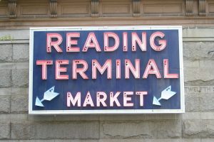 A sign stating "Reading Terminal market" 