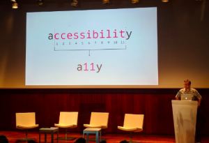 Ken Jones' first slide at the #dpubsummit a11y=accessibility