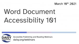 Word Document Accessibility 101 opening slide