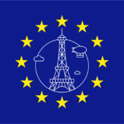 graphic representing the European Union with an illustration of the Eiffel Tower within representing France
