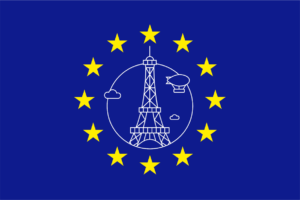 graphic representing the European Union with an illustration of the Eiffel Tower within representing France