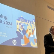Photo of George Kerscher presenting at DPUB Summit 2024